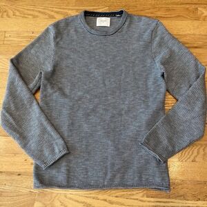 Billy Reid Textured Knit Sweater Grey Minimalist Quiet Luxury Soft Classic S